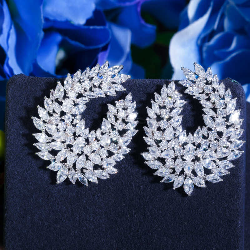 CWWZircons Waterdrop Full Mirco Paved Cubic Zircon Naija Wedding Earring Fashion Women Party Jewelry CZ612 211006