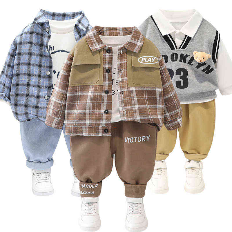 Toddler boy baby clothing suit spring and autumn children&#039;s clothing suit fashion kids cute striped boy suit 220113 от DHgate WW