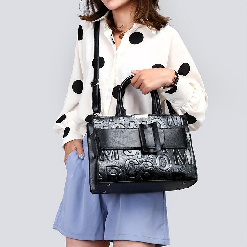 ladies leather shoulder bags elegant atmosphere buckle decoration ladies handbags high quality large capacity fashion bag street letter printed handbag