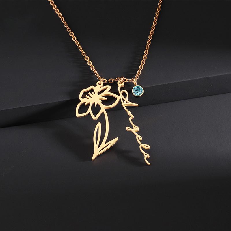 Pendant Necklaces Custom Flower Name Birthstone Necklace Personalized Nameplate Stainless Steel Carved Women Jewlry Gifts, Silver
Pendant Necklaces Custom Flower Name Birthstone Necklace Personalized Nameplate Stainless Steel Carved Women Jewlry Gifts, Silver