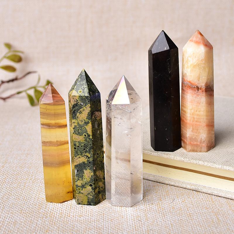 24 Color Natural Stones Crystal Point Tower Amethyst Rose Quartz Healing Stone Energy Ore Mineral Reiki Obelisk Home Decoration