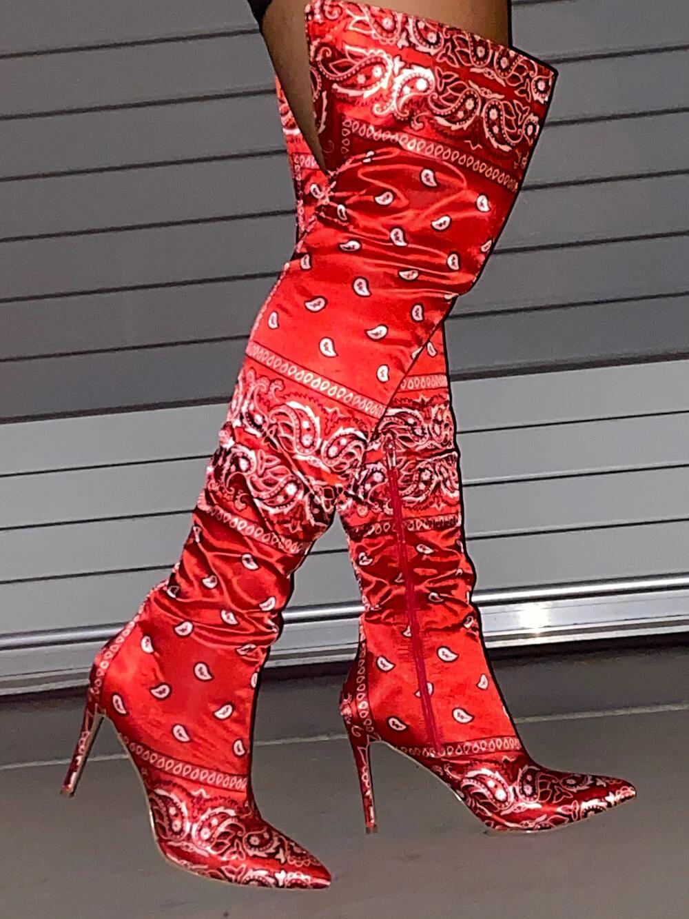 Women Bandana Boots Women's Over Knee High Boots Female Party Motorcycle Boots Woman Pumps Ladies Sexy Thin High Heel Shoes X0104, Black
Women Bandana Boots Women's Over Knee High Boots Female Party Motorcycle Boots Woman Pumps Ladies Sexy Thin High Heel Shoes X0104, Black