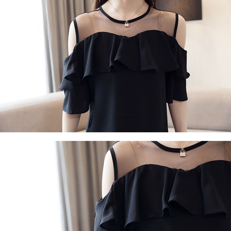 2021 Fashion Short Sleeve White Blouse Summer Women Blouses Chiffon Shirt Off Shoulder Womens Tops and Blouses Female 4206 50 210225