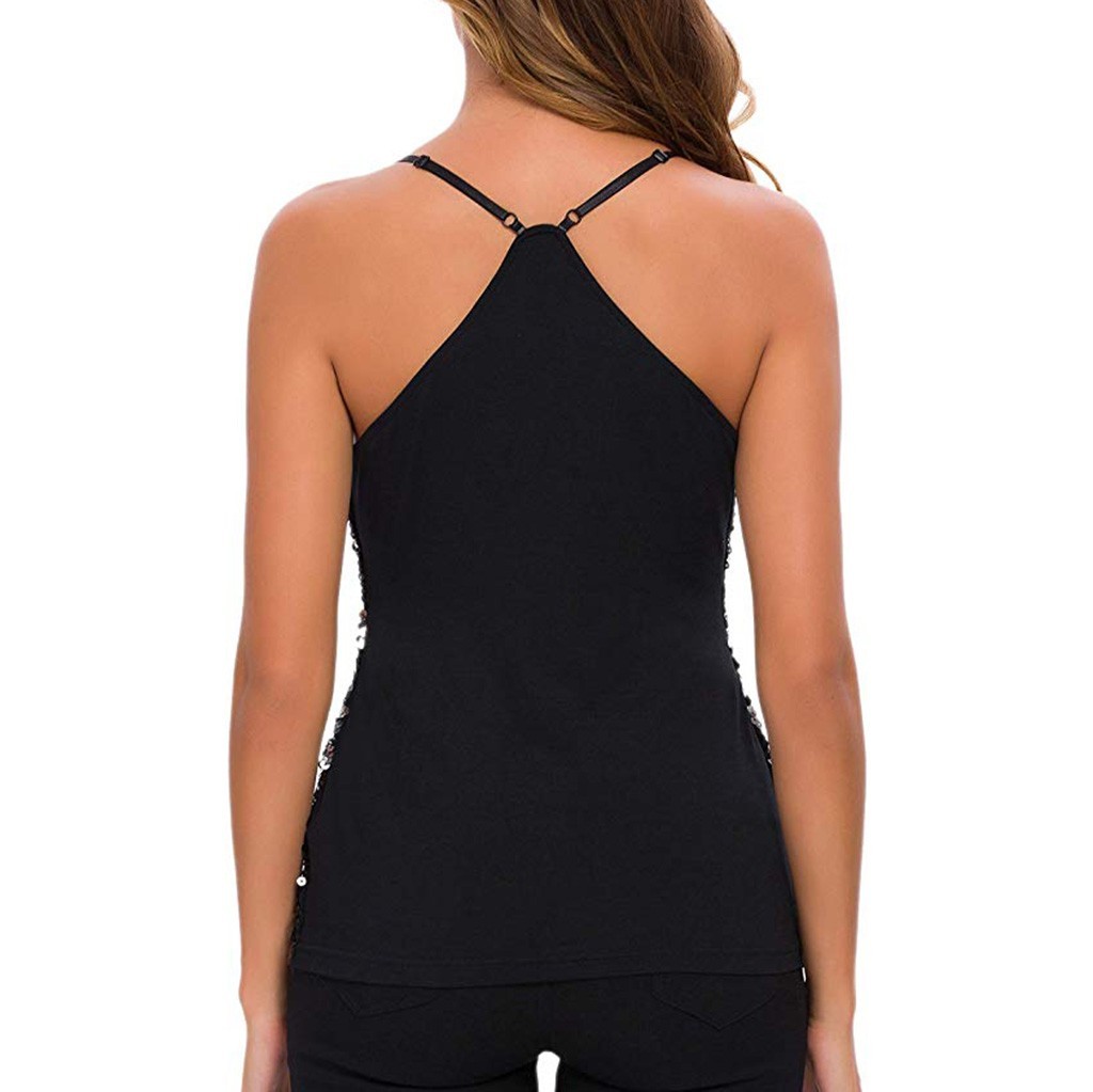 Summer Woman Top Tank Top Sexy Top Female Womens Sequin Tops Glitter Party Strappy Tank Vest Camis Ropa Mujer Tanktop 210308