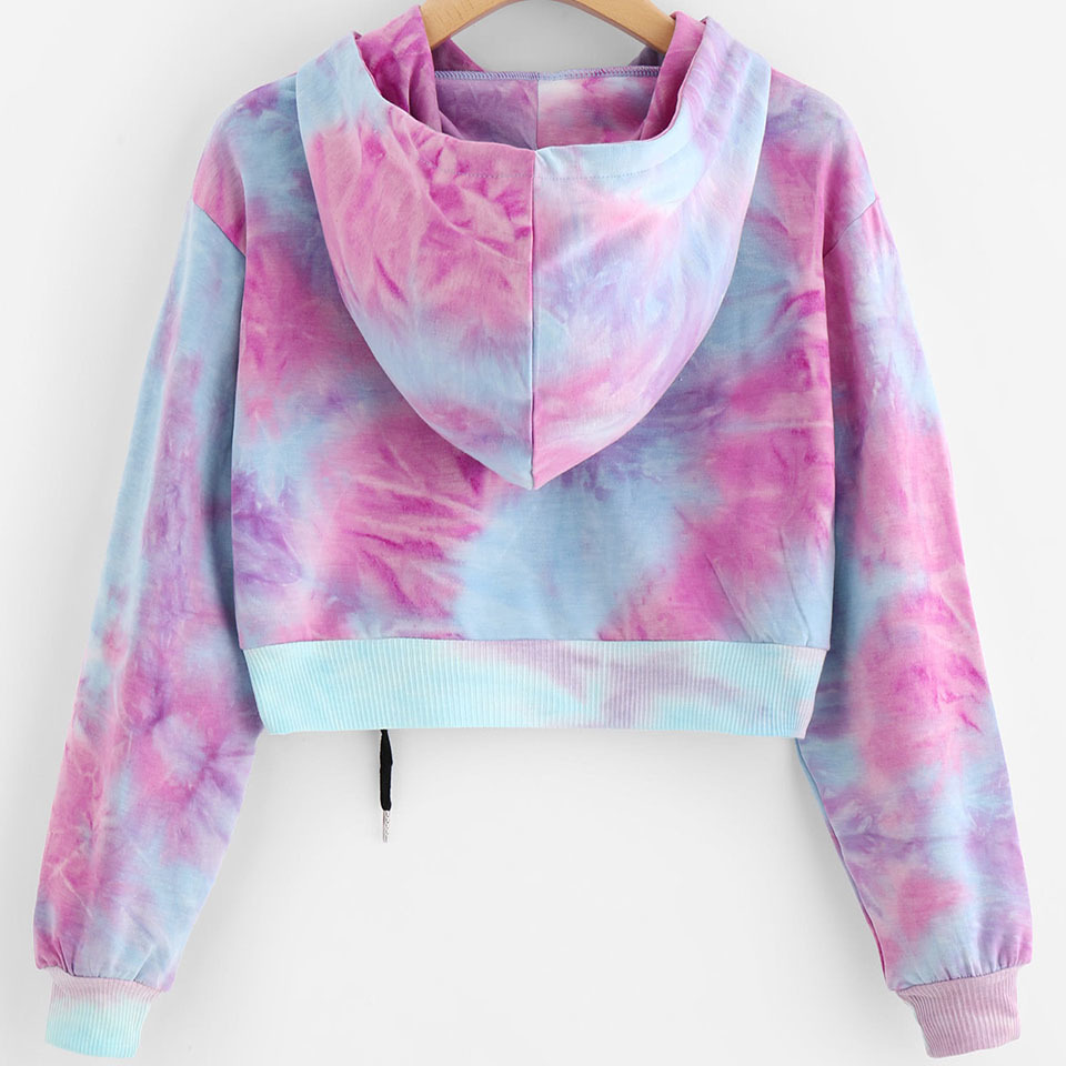 Sexy Cropped Hoodie Ombre Pullover Harajuku Fashion Short Hoodies Drawstring Women Korean Street Style Clothing Hoodie Cute T200525