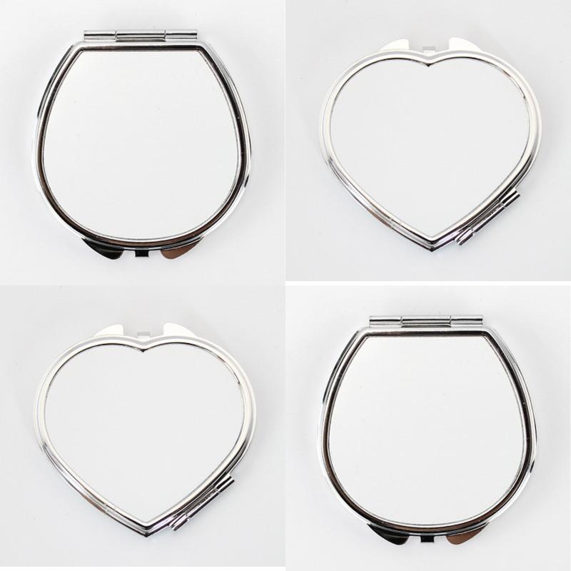White Sublimation Blank Cosmetic Portable Mirror Women Mini Stainless Steel Fashion Thermal Transfer Printing Metal Make Up tools EEB5692 Free shippin