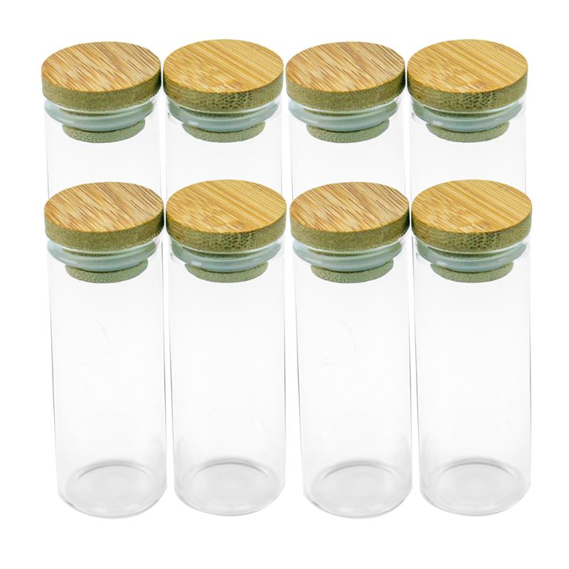 5Pcs 40ml Hyaline Glass Vials with Bamboo Wood Rubber Cap Delicate Practical Craft Travel Sub Bottling Exquisitely made