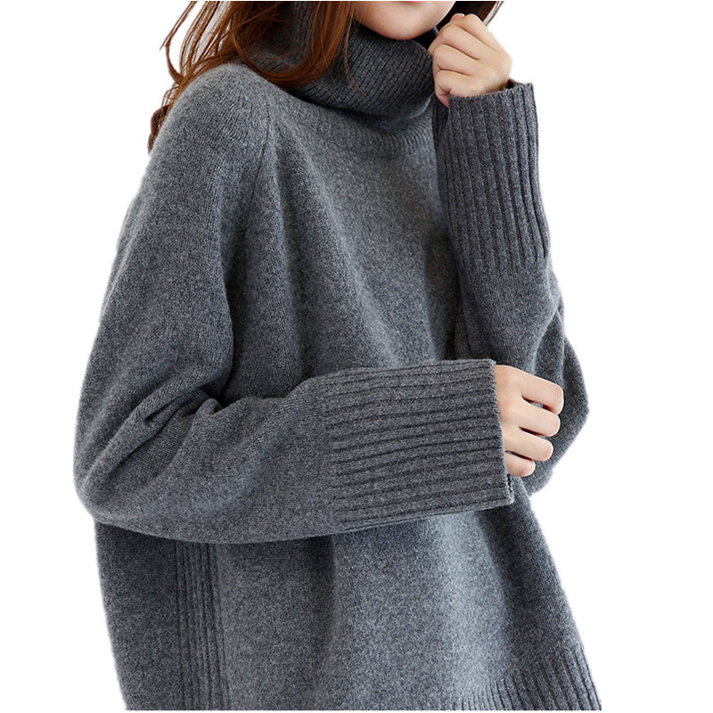 winter thick pullover wool sweater women turtleneck long sleeve knitted jumpers female loose sweater 210218