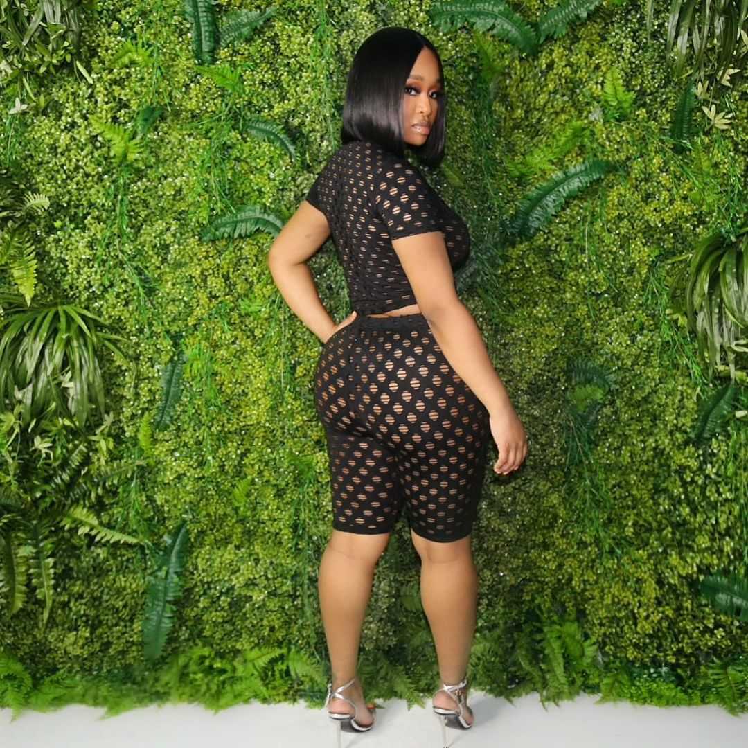 Designers Women tracksuits Clothes 2022 summer short suit elastic breathable hole fabric two-piece set Fashion