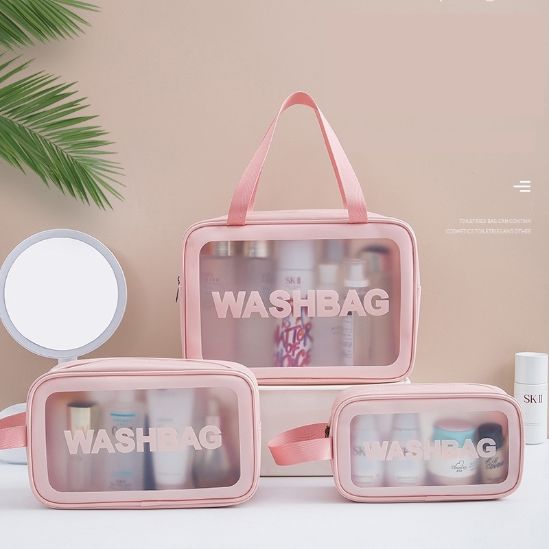 Travel Pu transparent three piece cosmetic wash skin care product translucent matte portable storage bag female, Pink trumpet
Travel Pu transparent three piece cosmetic wash skin care product translucent matte portable storage bag female, Pink trumpet