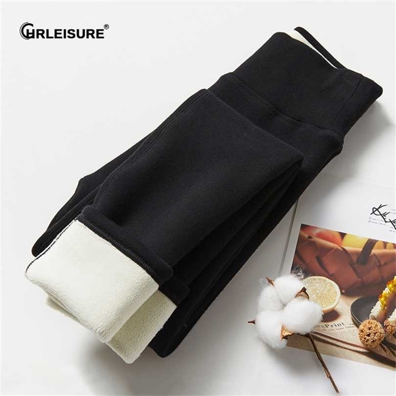 CHRLEISURE Winter Warm Leggings Women High Waist Velvet Thick Legging Patchwork Super Stretch Pencil Pant Size Plus 211204
