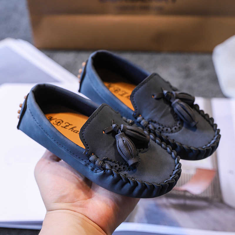 2021 Nice School Boys Casual Leather Shoes Tassel Student Children Girl Shallow Shoes Slip on Suede Children Dress Shoes E08102 G0908