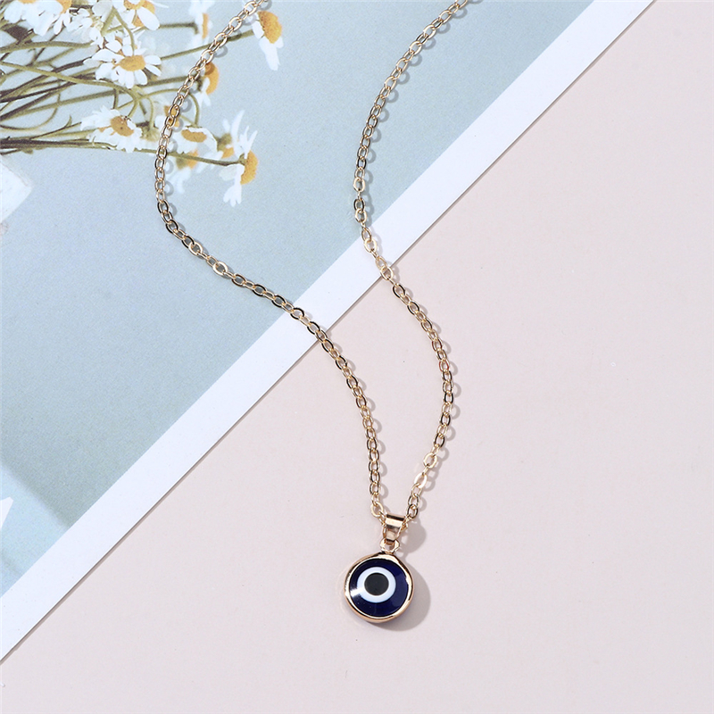 Blue Evil Eye Choker Necklaces Round Pendant Clavicle Necklace Silver Gold Disc Lucky Charm Jewelry Fashion Design Turkish Devil Eyes Birthday Gifts f
