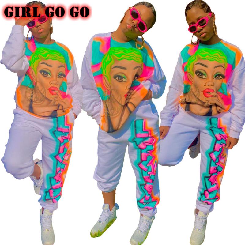 2 piece outfits for women pants and top cute cartoon tshirt and trackpants sweat suit workout clothes hip hop streetwear fashion, White
2 piece outfits for women pants and top cute cartoon tshirt and trackpants sweat suit workout clothes hip hop streetwear fashion, White