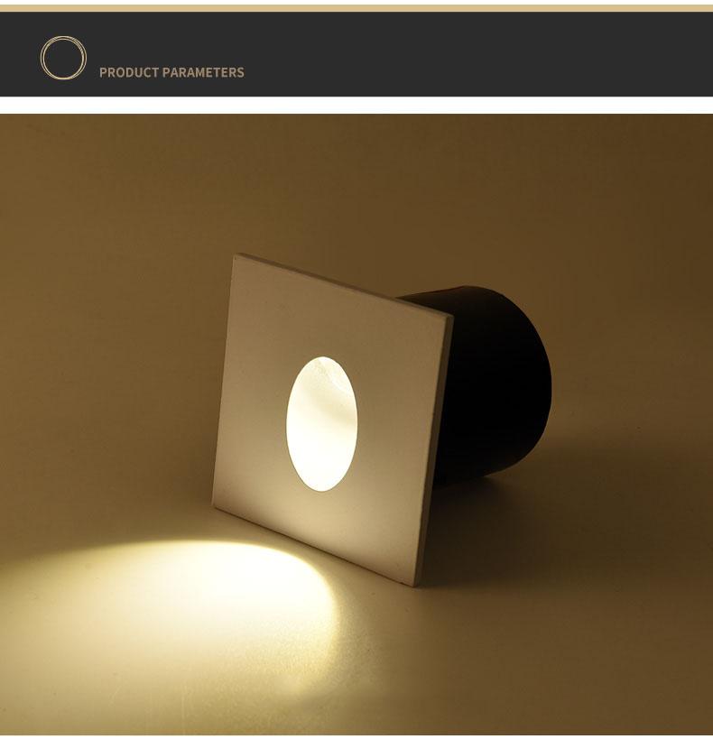 Recessed Led Stair Light 1w 3w Aluminum Square round wall corner lamp In Step Lamp for Concrete wall Stairway Night Lights 80mm