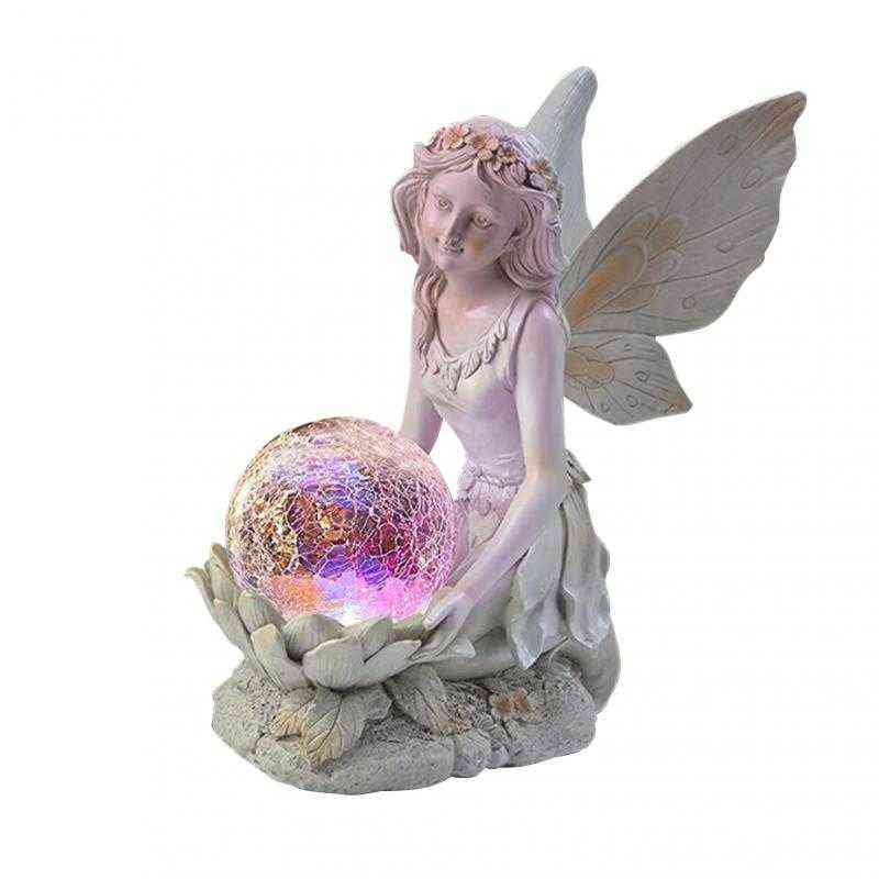 Outdoor Solar Lamp Luminous Fairy Girl LED Lights Waterproof Garden Yard Art Ornaments Angel Figure Sculpture Crafts 211105