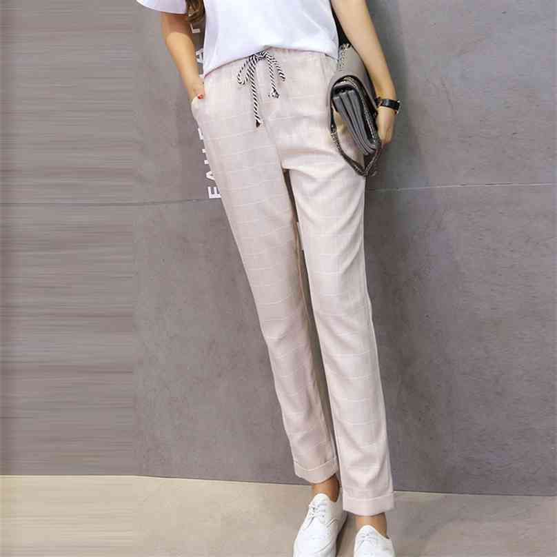 summer women' spring pants elastic waist plaid casual pencil fashion ankle-length harem lady trousers female 210607, Beige
summer women' spring pants elastic waist plaid casual pencil fashion ankle-length harem lady trousers female 210607, Beige