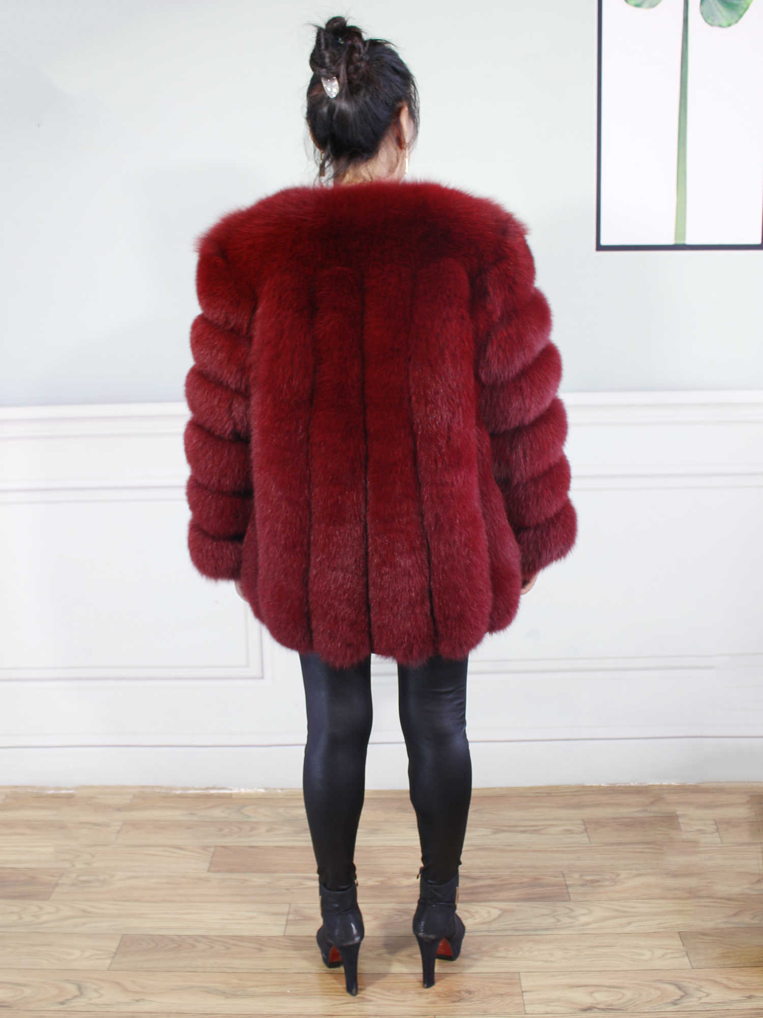 Large size ladies winter fur jacket long sleeve winter jacket ladies real fur coat leather jacket 211019