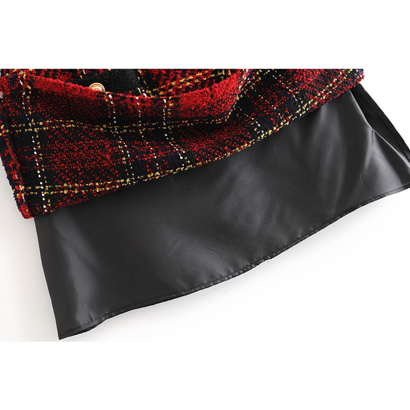Chic Pockets Buttons Tweed Skirts Women Fashion Casual Plaid Skirt Elegant Ladies A Line Mini Skirts Casual Faldas 210309