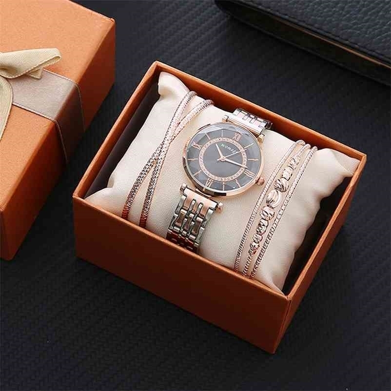 3Pcs Gift set box watches for women fashion design women's bracelet clock ladies dress 210616, Silver black
3Pcs Gift set box watches for women fashion design women's bracelet clock ladies dress 210616, Silver black