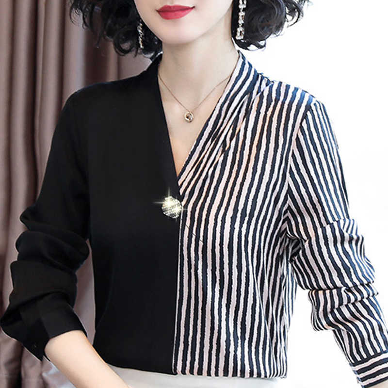 Blouse Women V-neck Striepd Office Blouse For Women Long Sleeve Chiffon Blouse Shirt Women Shirts Tops Blusas MujerD478 210602, Black
Blouse Women V-neck Striepd Office Blouse For Women Long Sleeve Chiffon Blouse Shirt Women Shirts Tops Blusas MujerD478 210602, Black