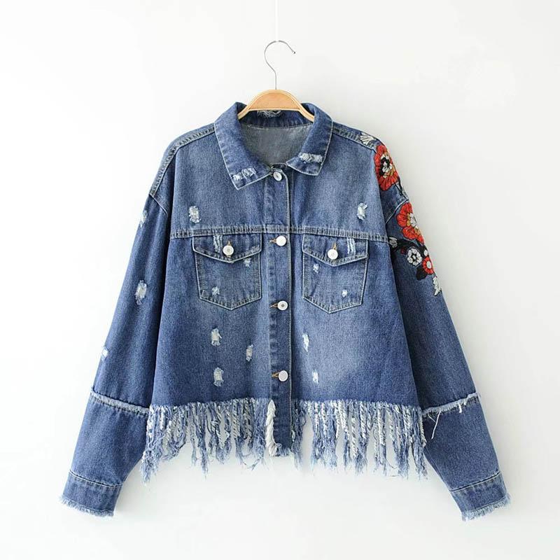 Women' Jackets Fringe Embroidery Holes Denim Woman Female Floral Pockets Button Jeans Coats Feminine 2021 Autumn Winter Women Clothes
Women' Jackets Fringe Embroidery Holes Denim Woman Female Floral Pockets Button Jeans Coats Feminine 2021 Autumn Winter Women Clothes
