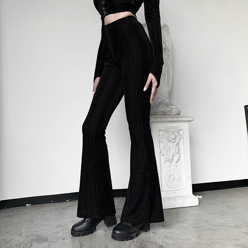 Black Velvet Stripe Flare Pants High Waist Elastic 5%Spandex Legging Casual Trouser Autumn Elegant Pants Women Capris, Black;white
Black Velvet Stripe Flare Pants High Waist Elastic 5%Spandex Legging Casual Trouser Autumn Elegant Pants Women Capris, Black;white
