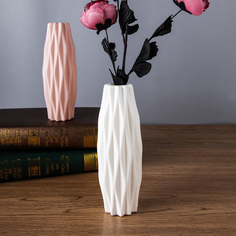 Vases Creative Plastic Vase Nordic Color Camellia Ornaments Dry Flower Wet Imitation Glaze Living Room Decoration