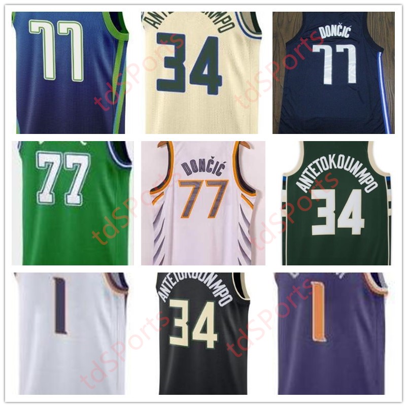 2021 New Luka Giannis 34 Devin Antetokounmpo 77 Doncic 1 Booker city Basketball jersey, As shown in illustration
2021 New Luka Giannis 34 Devin Antetokounmpo 77 Doncic 1 Booker city Basketball jersey, As shown in illustration