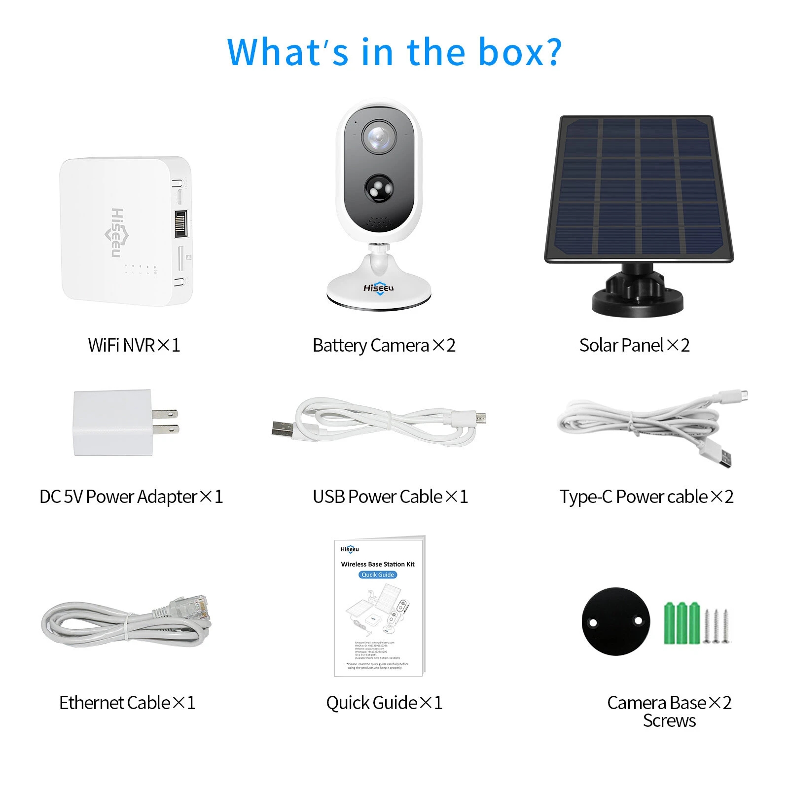 Hiseeu WK-2C30TZ 2MP WIFI IP Battery Free Air Camera Solar Panel With No Chargeable Wire Proof Dwaterproof Water Pyr Alarm Wireless Suite