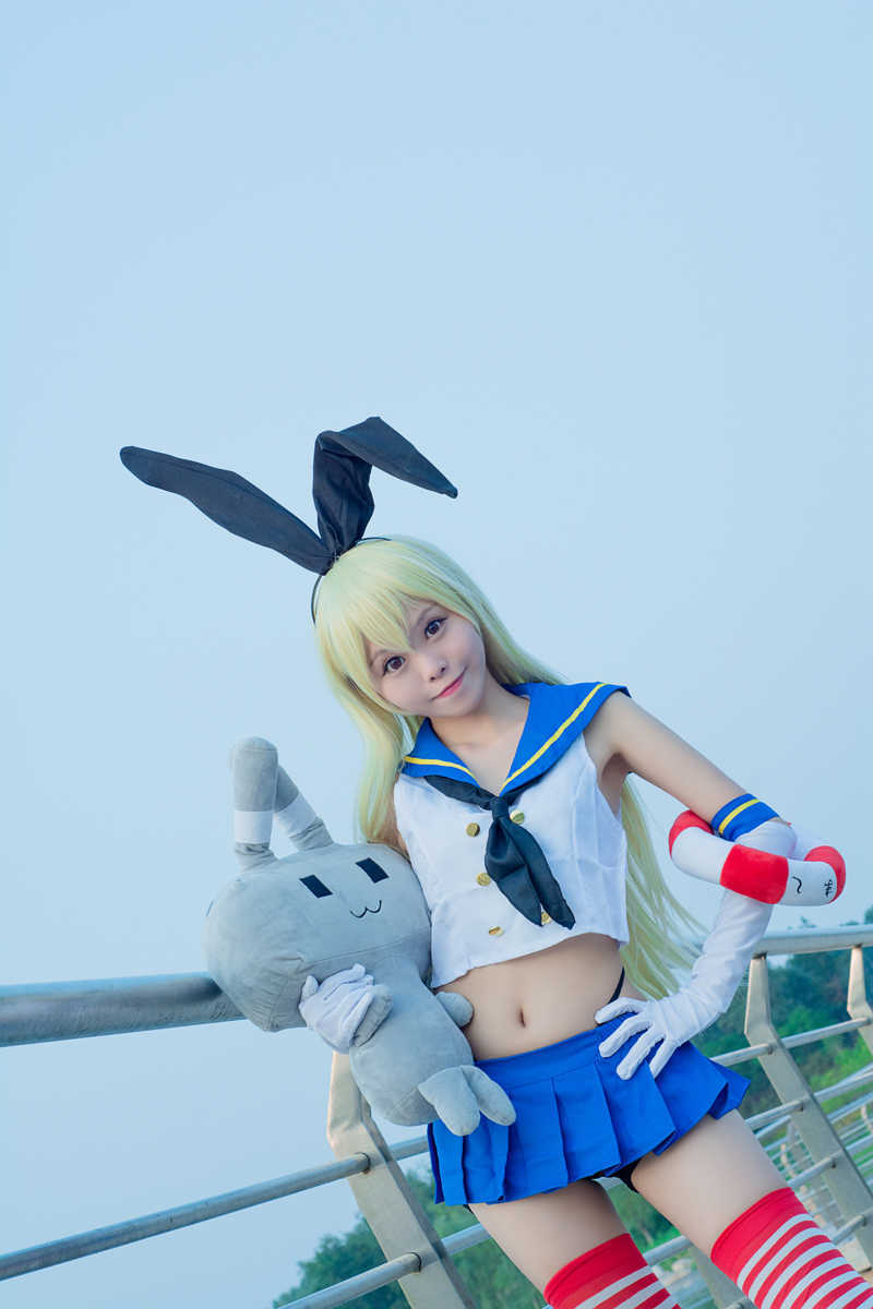 Anime Kantai Collection Shimakaze Uniforms Cosplay Cos Costume Free Shipping+Socks (Top+skirt+Tie+headwear+gloves+socks+thong) Y0913