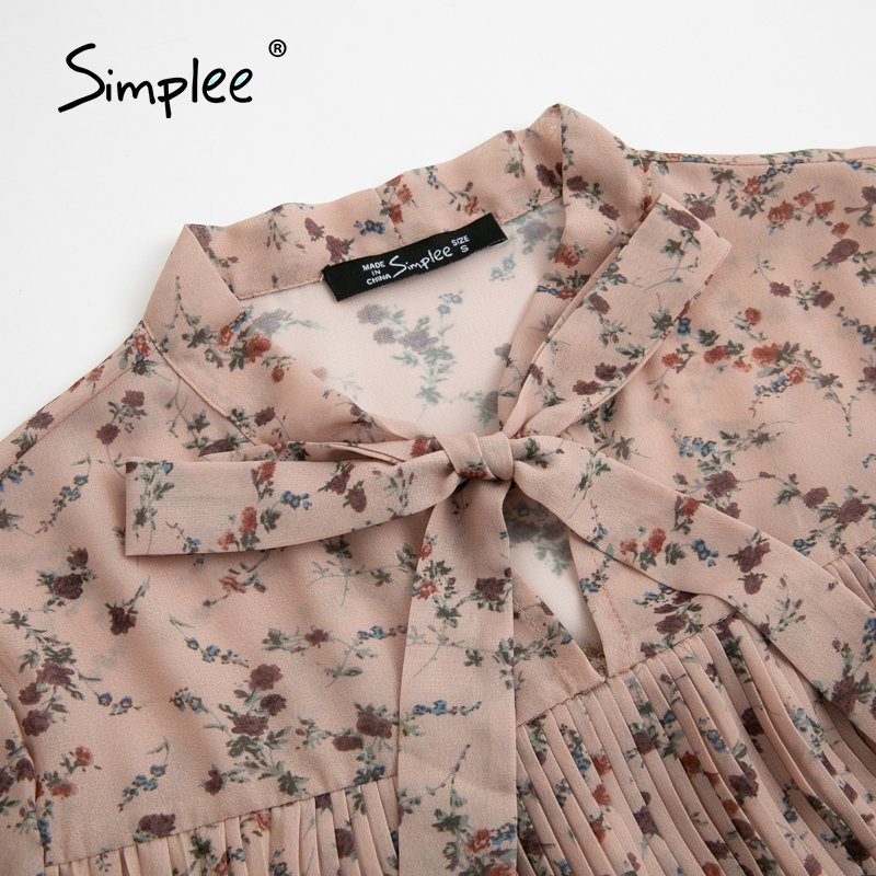 Simplee Elegant spring summer floral print midi dress women Ruffle sleeve bow sash pleated dress chic High waist dresses loose 210309