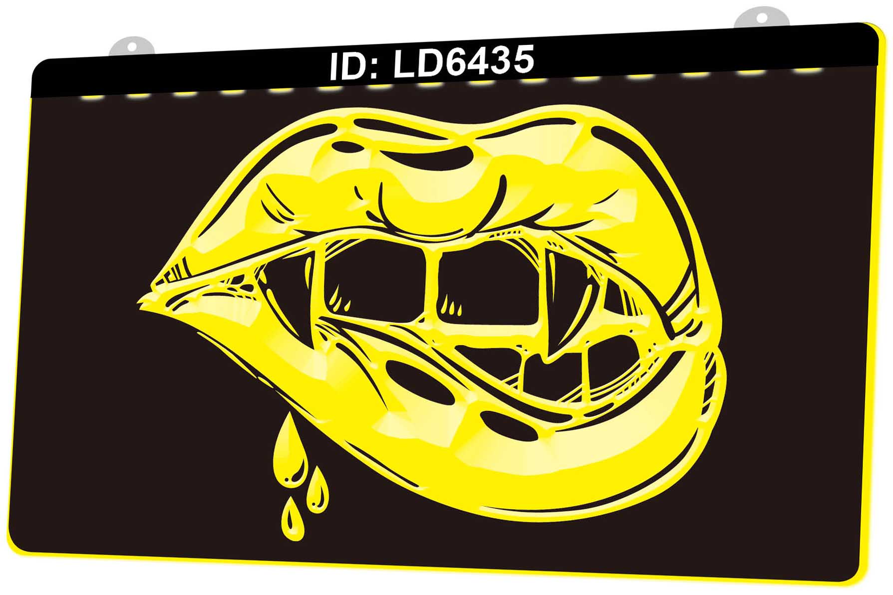 LD6435 Lips Vampire Teeth 3D Engraving LED Light Sign Wholesale Retail