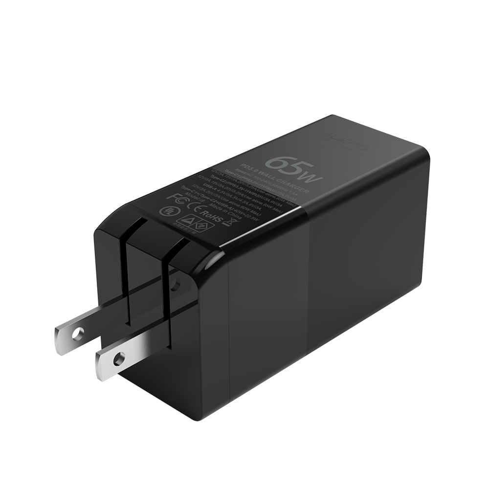 65W GaN PD Charger Quick Charging Port USB C Dual Ports with Fast QC30 Wall Adapter for Smart Phone Tablets