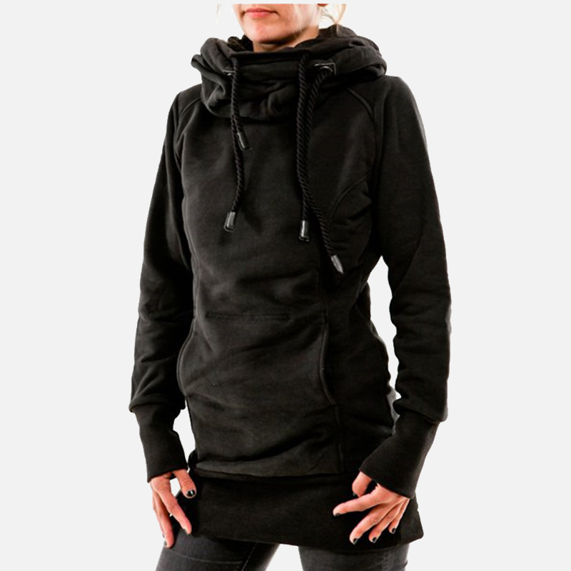 Women Turtleneck Pullover Robe Plain Thick Hoodies Poleron Mujer Warm Tunic Sweatshirt Embroidered Star Long Hoodie Dress 201204