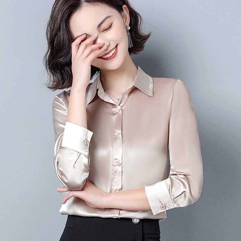 Silk Shirts for Women Satin White Shirt Solid Long Sleeve Blouses Woman Blouse Office Lady Tops 3XL 210604, Black
Silk Shirts for Women Satin White Shirt Solid Long Sleeve Blouses Woman Blouse Office Lady Tops 3XL 210604, Black