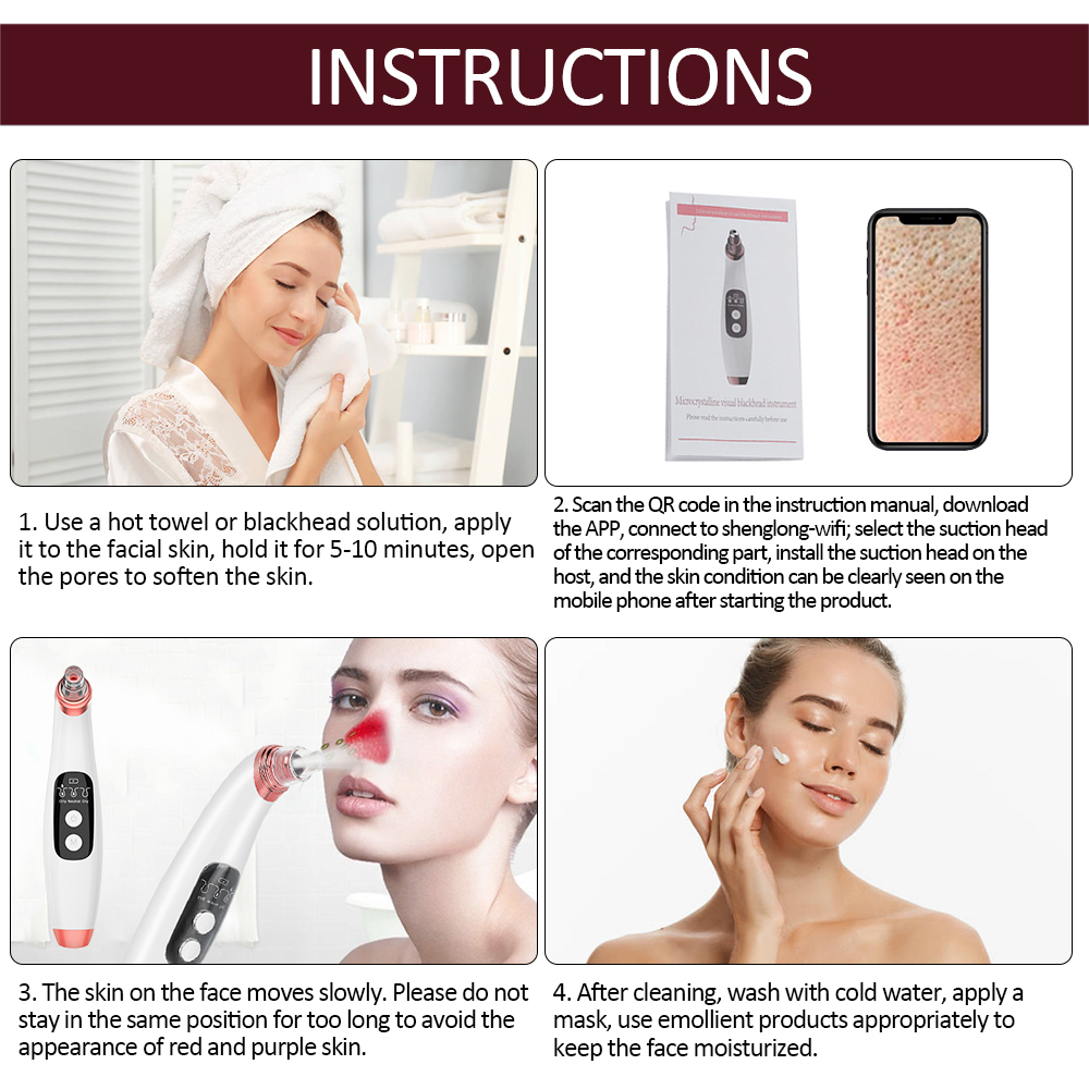 Blackhead Remover with Camera LCD Face Pore Cleaner Nose T Zone Acne Pimple Removal Tool Blackhead Vacuum Suction Skin Care 210304