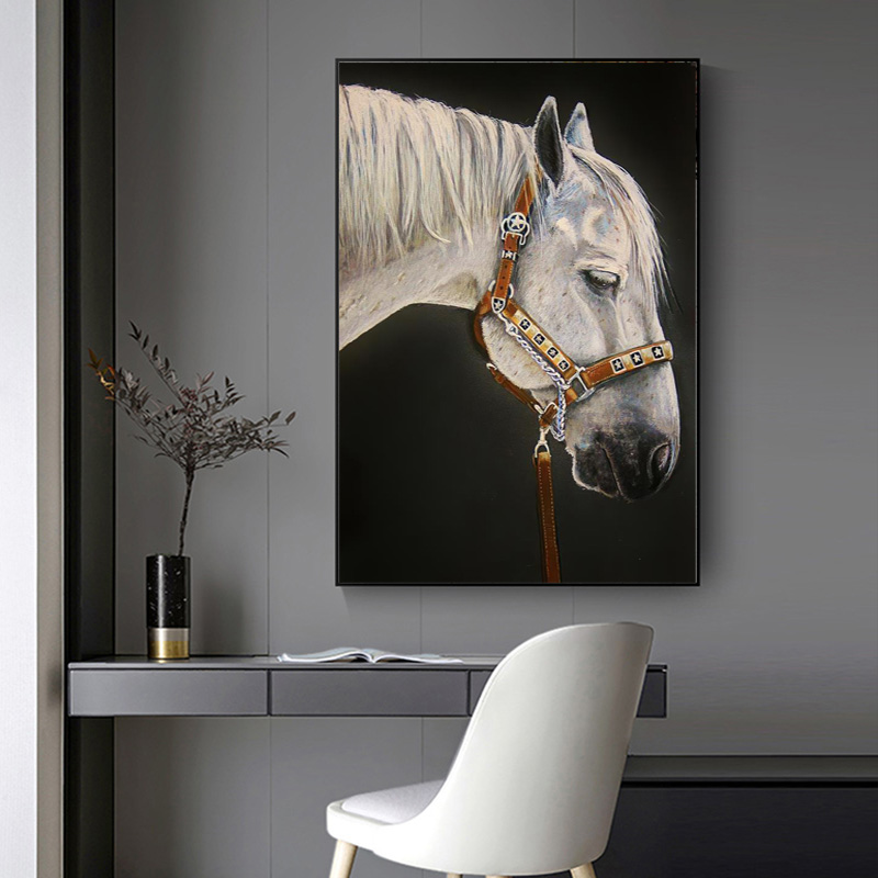 White Horse Posters Animal Oil Painting On Canvas Prints Wall Art For Living Room Modern Home Decor Decorative Paintings Cuadros