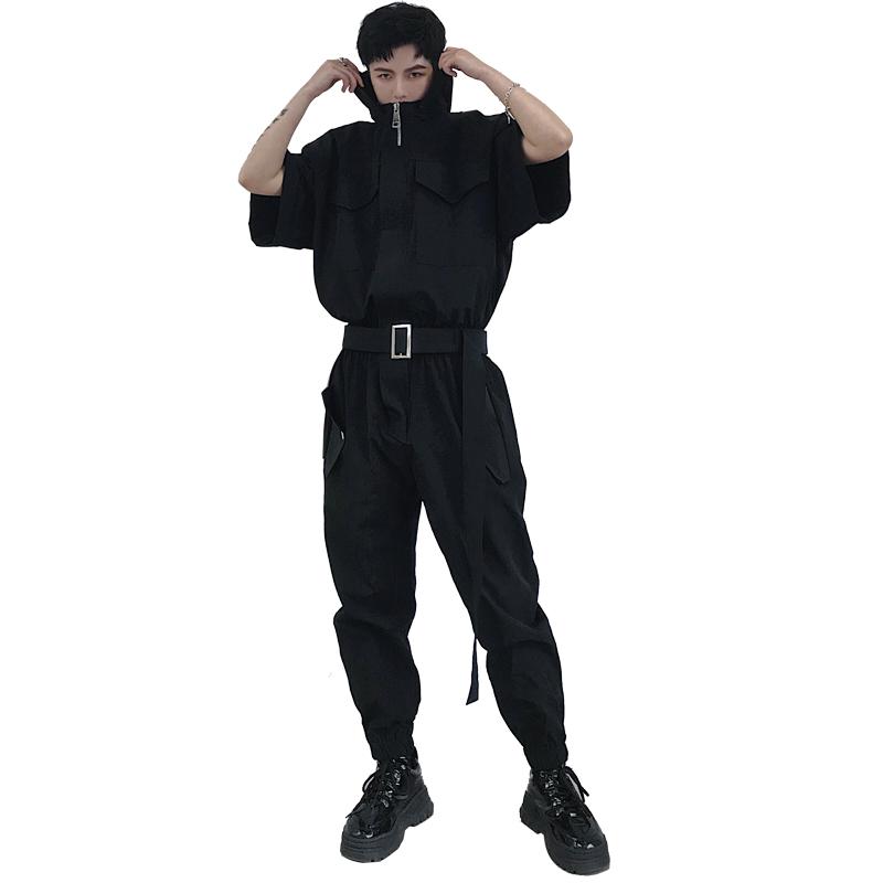 Men' Tracksuits Men' Vintage Hooded Short Sleeve Hip-hop Jumpsuit Street Style Cargo Oversize Leg Cutoff Pants, Black
Men' Tracksuits Men' Vintage Hooded Short Sleeve Hip-hop Jumpsuit Street Style Cargo Oversize Leg Cutoff Pants, Black