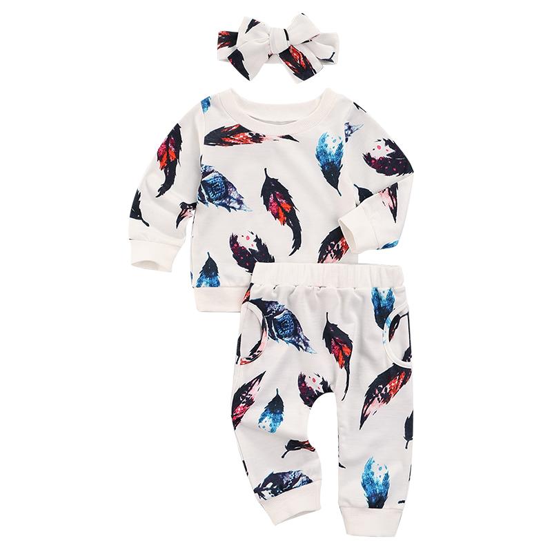 Clothing Sets Born Baby Feather Print Clothes Set Tracksuit Boys Girls Long Sleeve O-neck Pullover+Elastic Waist Trousers+Headband Outfits, White
Clothing Sets Born Baby Feather Print Clothes Set Tracksuit Boys Girls Long Sleeve O-neck Pullover+Elastic Waist Trousers+Headband Outfits, White