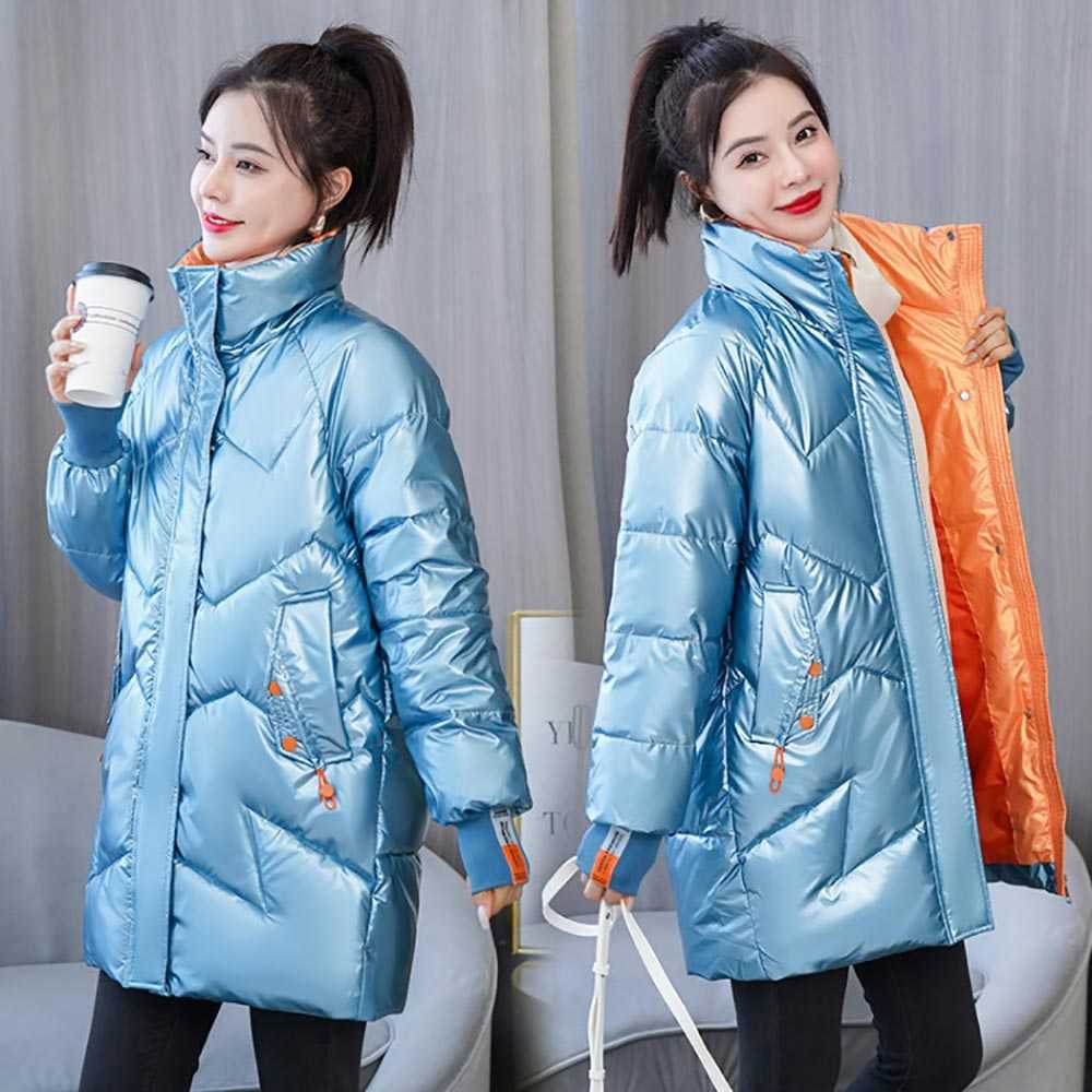 Vielleicht Long Parkas Fashion Warm Winter Jackets For Women Casual Gloosy Parka Coat Female Padded Outwear 211013