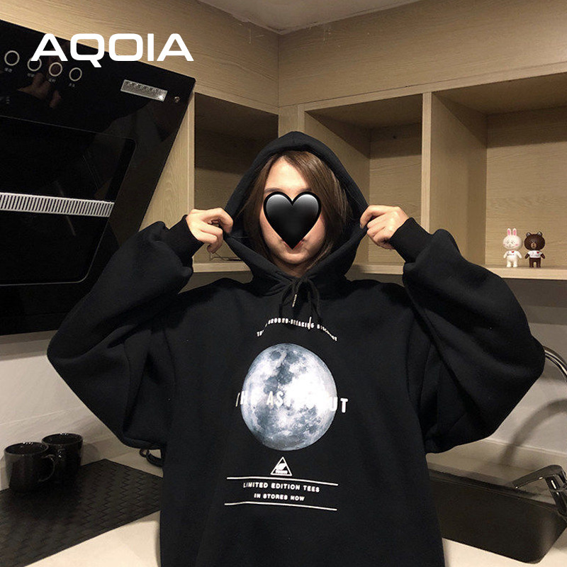 Streetwear Earth printing Loose womens Hoodies Sweatshirt oversize Women sweatshirt Autumn INS Fashion Female Hoodies 201102