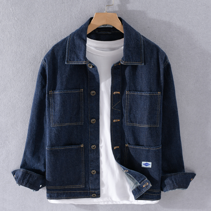 2021 Spring and Casual Autumn Japanese Jackets in Fashion for Pure Cotton Retro Denim Men's Shirts Hmyh, Dark blue.
2021 Spring and Casual Autumn Japanese Jackets in Fashion for Pure Cotton Retro Denim Men's Shirts Hmyh, Dark blue.
