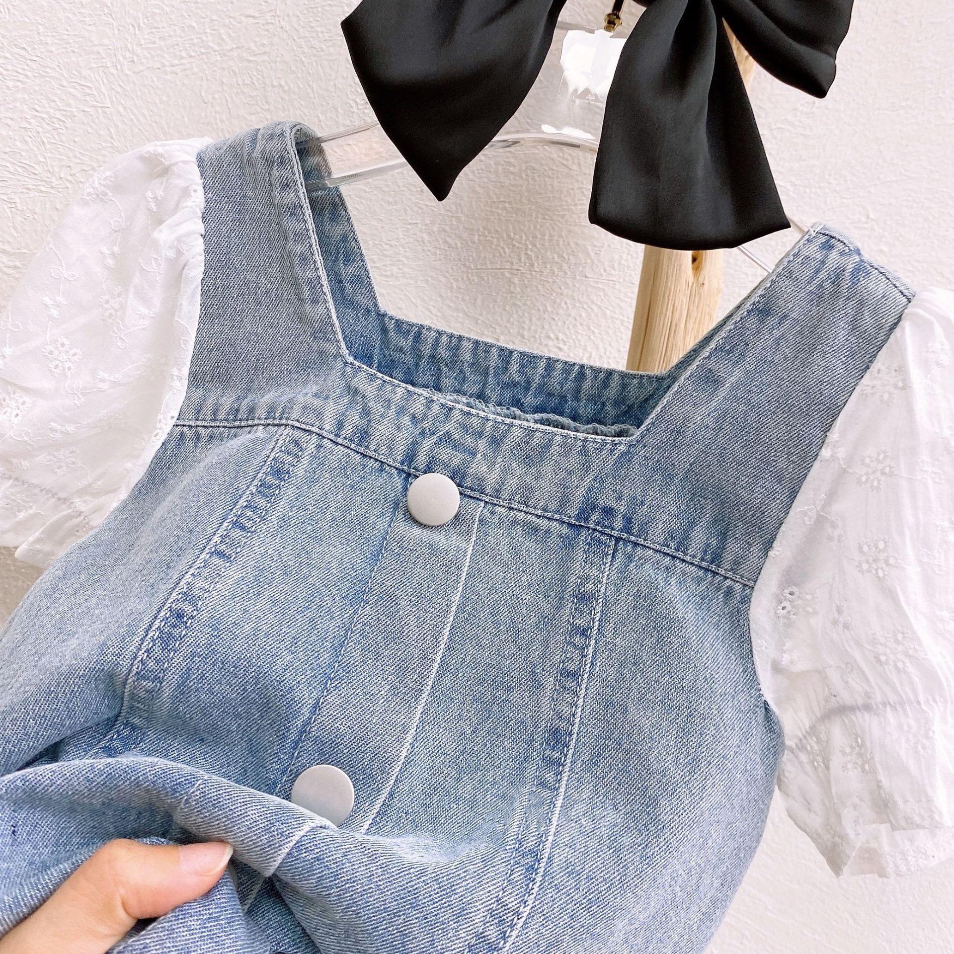 5790 Summer Baby Girls Denim Dress Kids Short Sleeve Patchwork Jeans Tops Children Princess Dresses, Blue
5790 Summer Baby Girls Denim Dress Kids Short Sleeve Patchwork Jeans Tops Children Princess Dresses, Blue