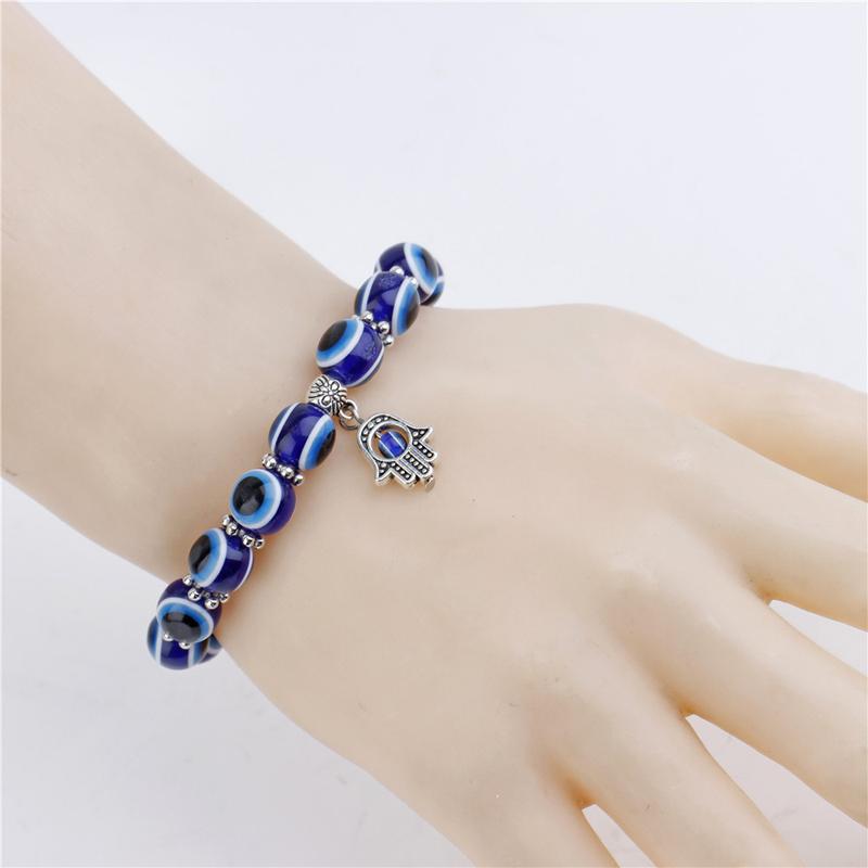 Charm Bracelets Fashion Hand Jewelry Chain Female Blue Eye Bracelet Fatima Palm Devil's Beaded Women Boys / Girls Gifts