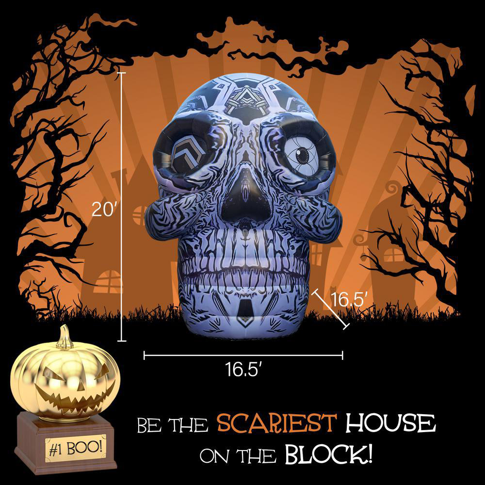 Free ship huge Inflatable Grey Printed Skull head giant ghost skeleton Air Model Toy for Halloween Festival Decoration