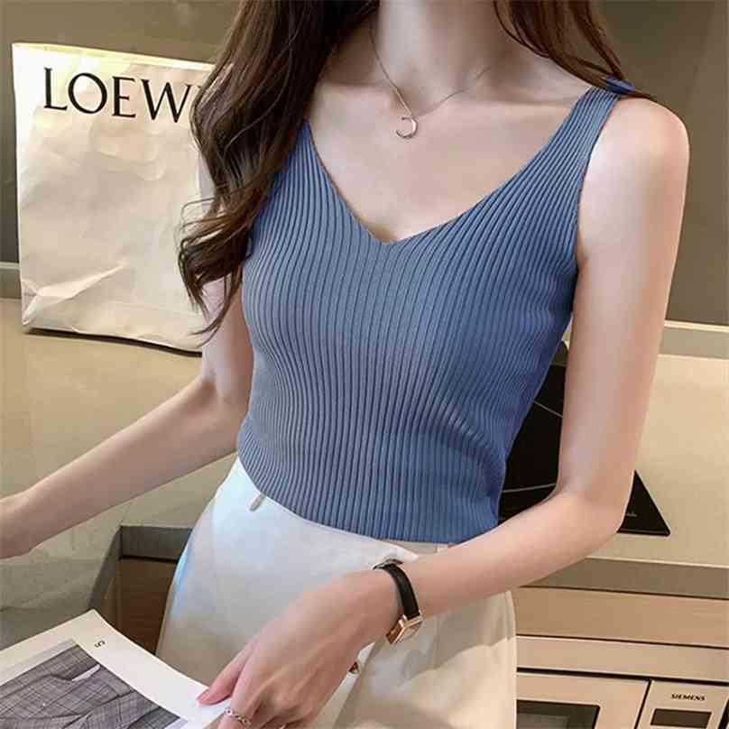 Fashion Women Tops Sexy Halter tops Lady Ice Silk V-neck Camisole Plus Size Woman Knitted Sleeveless Camis Tees 210607, Blue
Fashion Women Tops Sexy Halter tops Lady Ice Silk V-neck Camisole Plus Size Woman Knitted Sleeveless Camis Tees 210607, Blue