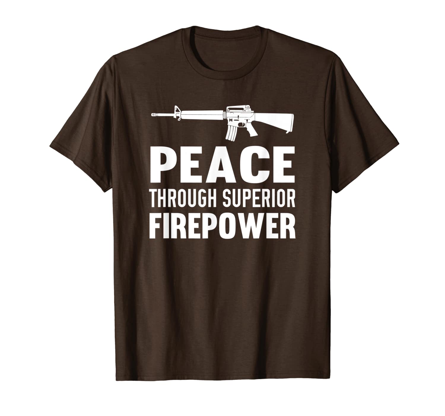 peace through superior firepower assault rifle 2nd amendment t-shirt, White;black
peace through superior firepower assault rifle 2nd amendment t-shirt, White;black