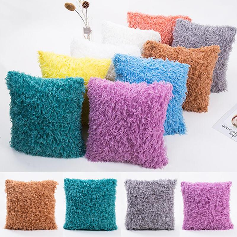 Soft Long Plush Throw Pillow Case Cushion Cover Furry Fur Feather Lumbar Pillow Home Decor Elegant Sofa Decorative Pillowcase