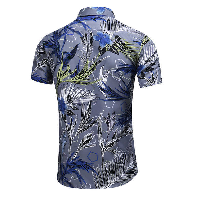 5XL 6XL 7XL Summer Fashion Men's Hawaiian Shirt Short Sleeve Regular Fit Floral Tropical Shirts Top Blouse Male Plus Size 210528